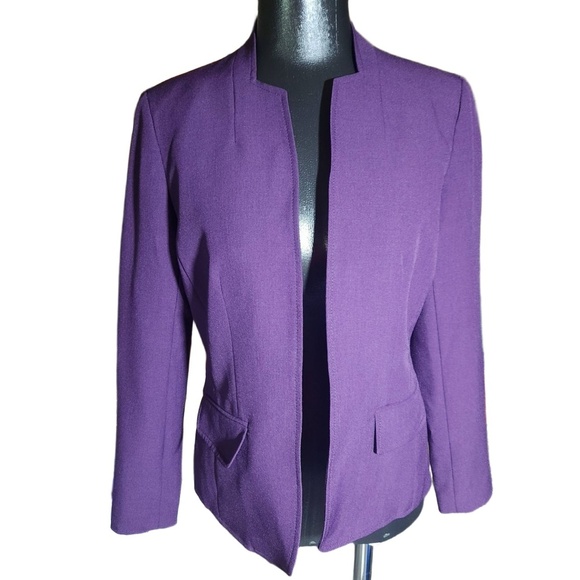 Jackets & Blazers - Black Label by EvanPicone Womens Purple Long Sleeve Collarless Blazer Size 4